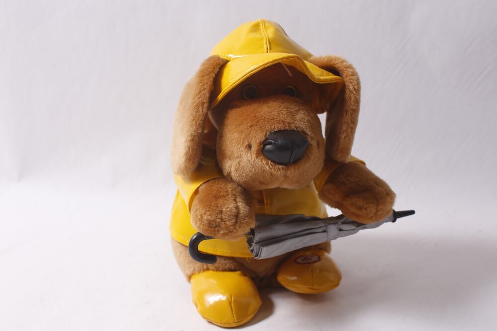 Tested Works Beverly Hills Teddy Bear Co Plush Dog in Yellow Vinyl Raincoat Mus